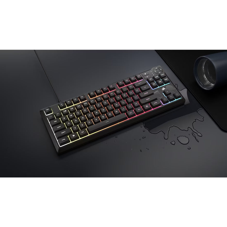 Corsair K55 CORE TKL RGB Gaming Keyboard, 1000Hz, 12KRO, rubber-dome switched, USB 2.0 wired, dedicated media/WIN lock, iCUE support - Image 2