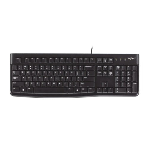 Logitech K120 Wired Keyboard Quiet typing Spill-resistant Durable keys Thin profile Curved space bar Adjustable tilt legs - Image 1