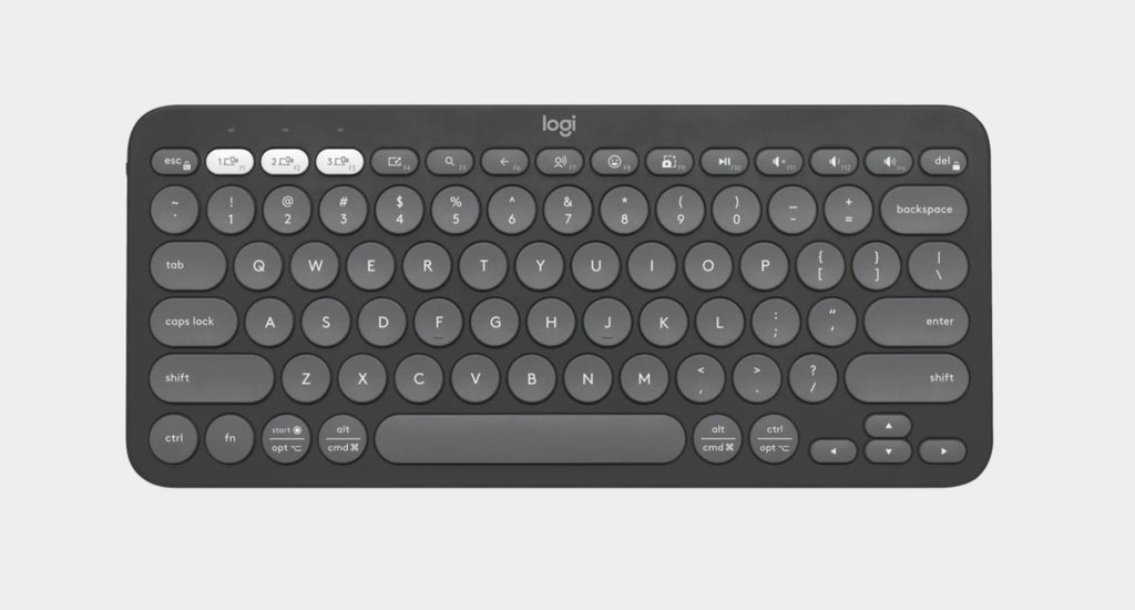 Logitech PEBBLE KEYS 2 K380S Slim, minimalist Bluetooth® Wireless Keyboard with customizable keys (Graphite) - Image 1