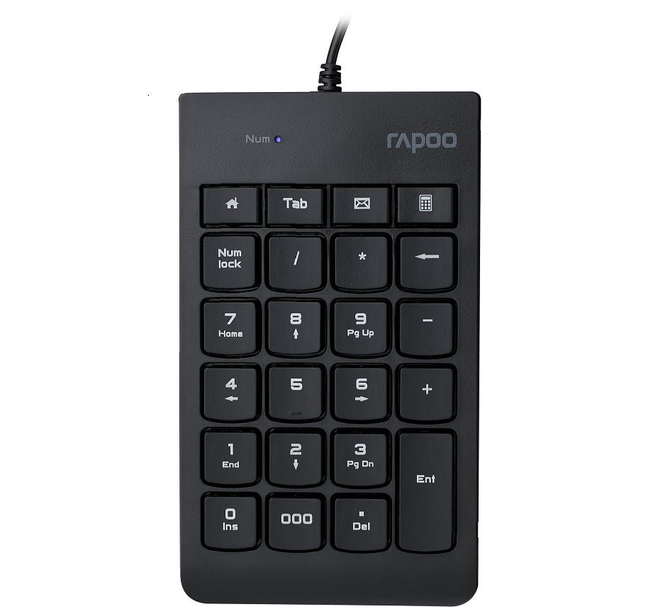 RAPOO K10 Wired Numeric NumberPad Keyboard -  Spill Resistant Design, Laser Carved Keycap, Spill-Resistant Design, USB-A - Image 1