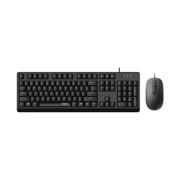 RAPOO X130pro - Wired Keyboard and Mice Combo Black with Spill Resistant / 1000dpi Optical Business and Office choice. Full Size with Numpad. - Image 1