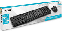 RAPOO X1800S 2.4GHz Wireless Optical Keyboard Mouse Combo Black - 1000DPI Nano - Image 2