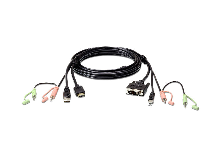 Aten KVM Cable 1.8m with HDMI, USB & Audio to DVI-D (Single Link), USB & Audio - Image 1
