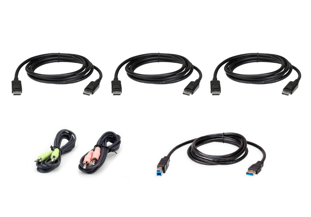 Aten CS1964 Cable Kit, includes 3 1.5m DisplayPort cables, 1.8m USB, audio input and output cables - Image 1