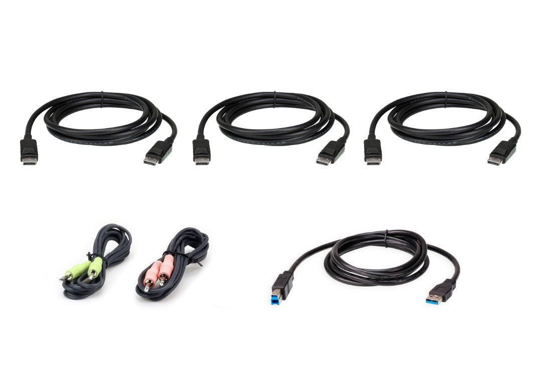 Aten CS1964 Cable Kit, includes 3 1.5m DisplayPort cables, 1.8m USB, audio input and output cables - Image 1
