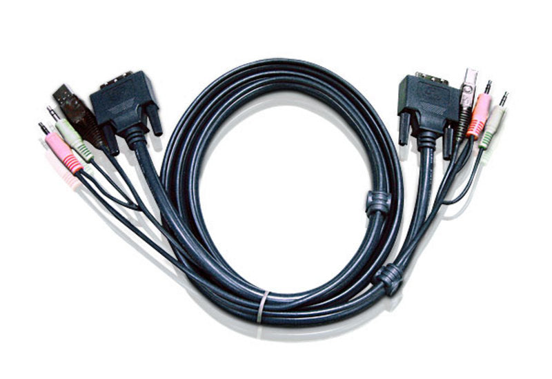 Aten KVM Cable 1.8m with DVI-D (Single Link) USB & Audio to DVI-D (Single Link), USB & Audio - Image 1
