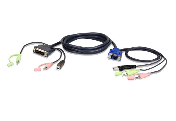 Aten KVM Cable 1.8m with VGA, USB & Audio to DVI-I (Single Link), USB & Audio - Image 2