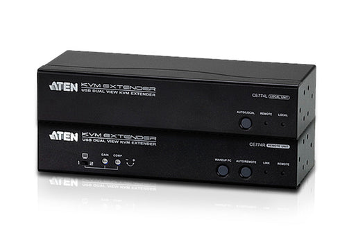 Aten USB Dual VGA Cat 5 KVM Extender (1600 x 1200@150m);1920 x 1200 @ 60Hz (30 m), RS-232, Audio (LS) - Image 1