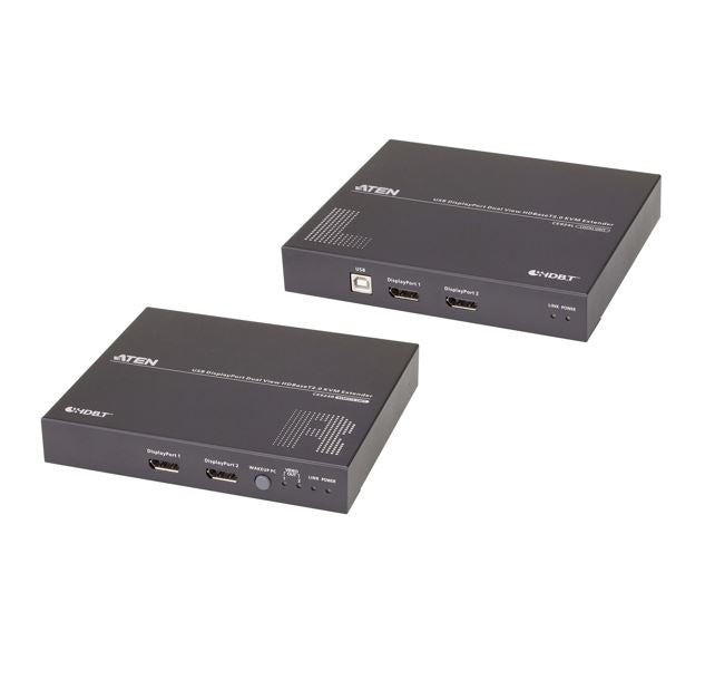 Aten CE924 USB DisplayPort Dual View HDBaseT™ 2.0 KVM Extender (4K@100m- Single View), EDID Buffer, HDCP Compatible, Built-in 8KV/15KV ESD protection - Image 1