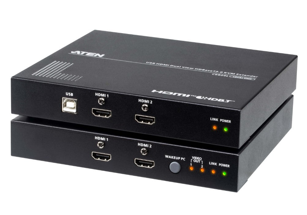 ATEN USB HDMI Dual View HDBaseT™ 2.0 KVM Extender (4K@100m for Single View), 1x CE824L and 1x CE824R - Image 1