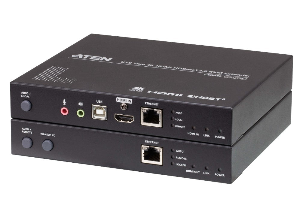 ATEN USB True 4K HDMI HDBaseT 3.0 KVM Extender with Audio, RS232 and Ethernet Signal Transmission - Supports 4K @ 100m, 1x CE840L + 1x CE840R - Image 1