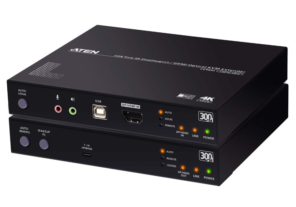Aten USB True 4K DisplayPort/HDMI Optical KVM Extender (True 4K @ 300 m) - Image 1