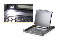 Aten Rackmount Single Rail LCD Console VGA PS/2-USB w/ 17" LCD Display, 1x Custom KVM Cable Included, 1280x1024@75hz Display, LED Illumination - Image 4