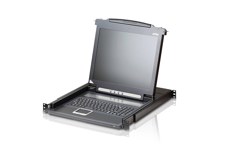 Aten Rackmount Single Rail LCD Console VGA PS/2-USB w/ 19" LCD Display, 1x Custom KVM Cable Included, 1280x1024@75hz Display, LED Illumination - Image 1