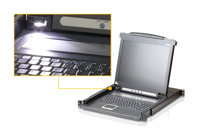 Aten Rackmount Single Rail LCD Console VGA PS/2-USB w/ 19" LCD Display, 1x Custom KVM Cable Included, 1280x1024@75hz Display, LED Illumination - Image 4