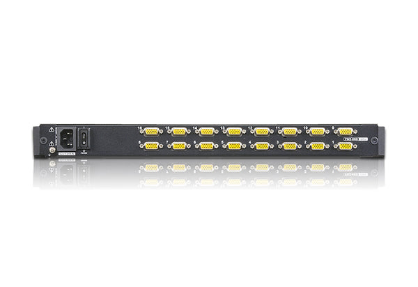 Aten Rackmount KVM Switch 16 Port VGA PS/2-USB w/ 19" LCD Display, 2x Custom KVM Cables Included, 1280x1024@75hz Display, LED Illumination