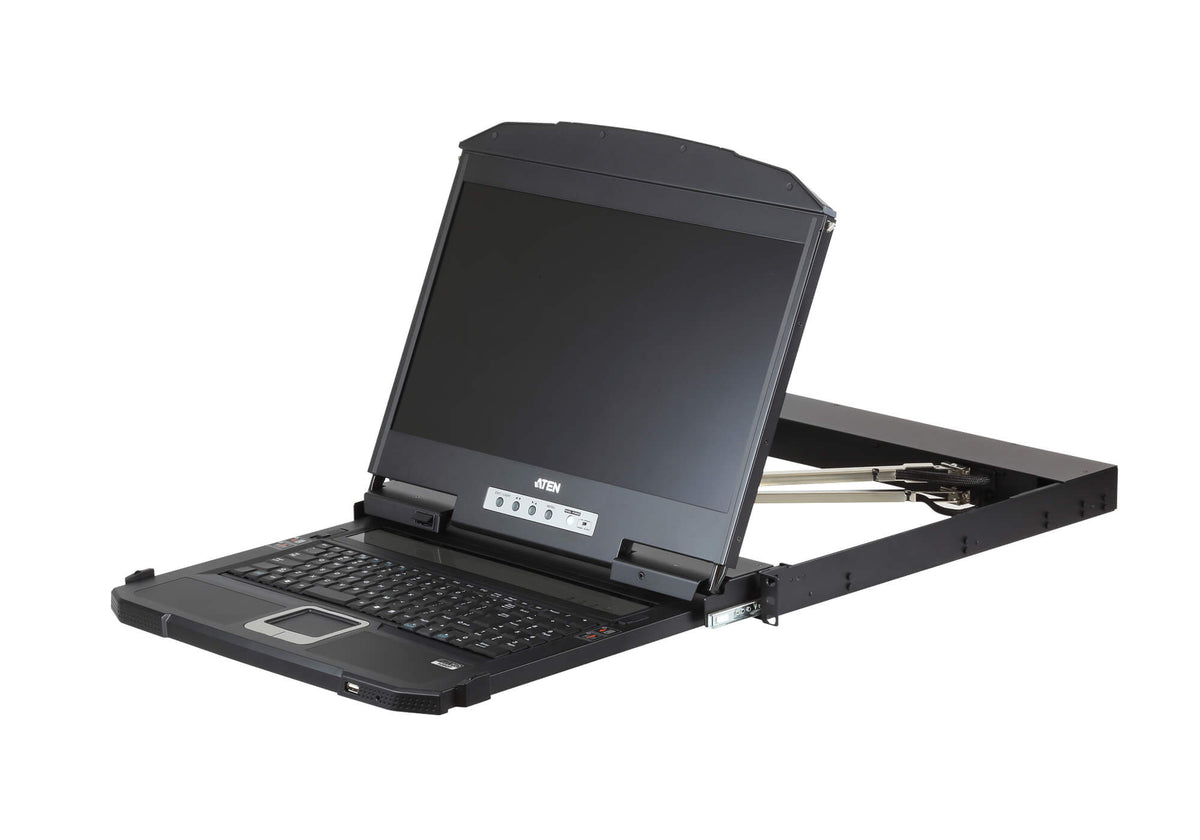 Aten Rackmount Dual Rail LCD Console VGA,HDMI,DVI & USB w/ 18.5" LCD Display, 1x Custom KVM Cable Included, 1920x1080@60hz Display, LED Illumination L - Image 1