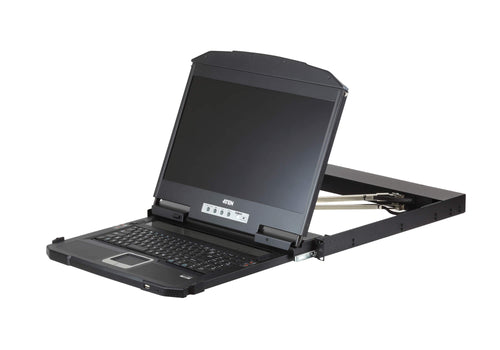 Aten Rackmount Dual Rail LCD Console VGA,HDMI,DVI & USB w/ 18.5" LCD Display, 1x Custom KVM Cable Included, 1920x1080@60hz Display, LED Illumination L - Image 1