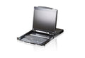 Aten Rackmount Dual Rail LCD Console VGA PS/2-USB w/ 19" LCD Display, 1x Custom KVM Cable Included, 1280x1024@75hz Display, LED Illumination - Image 1