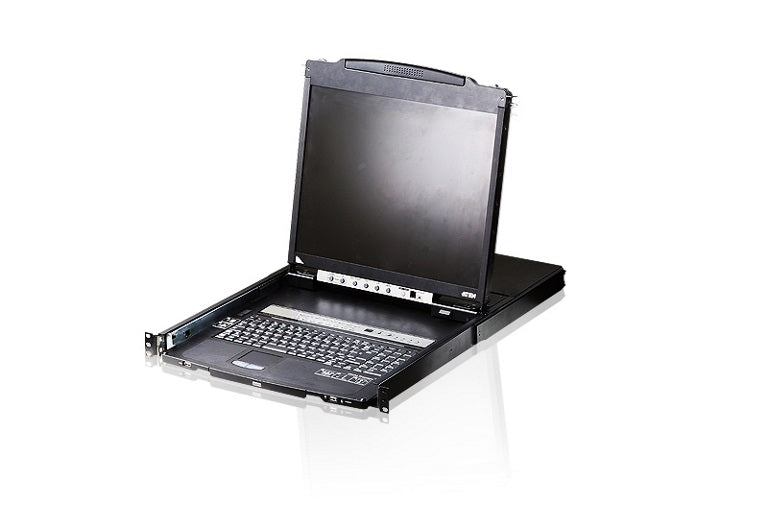 Aten Rackmount KVM Switch Dual Rail 8 Port VGA PS/2-USB w/ 19" LCD Display, 2x Custom KVM Cables Included, 1280x1024@75hz Display, LED Illumination - Image 1