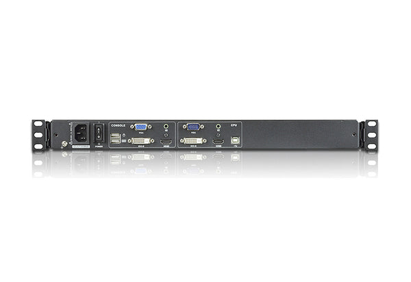 Aten Rackmount Single Rail LCD Console VGA,HDMI,DVI & VGA w/ 17.3" LCD Display, 1x Custom KVM Cable Included, 1920x1080@60hz Display, LED Illumination