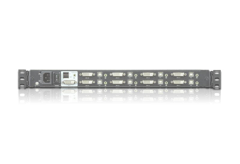 Aten Rackmount KVM Switch Single Rail 8 Port DVI USB w/ 17.3" LCD Display, 2x Custom KVM Cables, 1920x1200@60hz Display, LED Illumination - Image 2