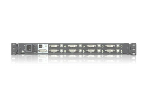 Aten Rackmount KVM Switch Single Rail 8 Port DVI USB w/ 17.3" LCD Display, 2x Custom KVM Cables, 1920x1200@60hz Display, LED Illumination - Image 2