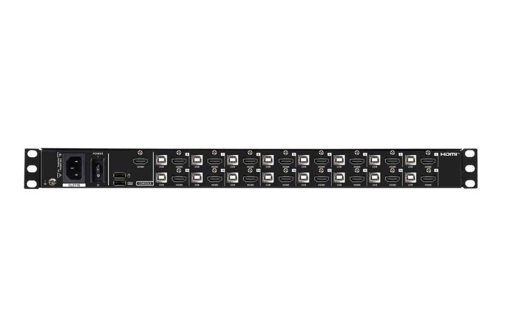 ATEN 16-Port USB HDMI Single Rail WideScreen LCD KVM Switch, 1U short-depth, 18.5" LCD screen with resolution of 1366 x 768 - Image 3
