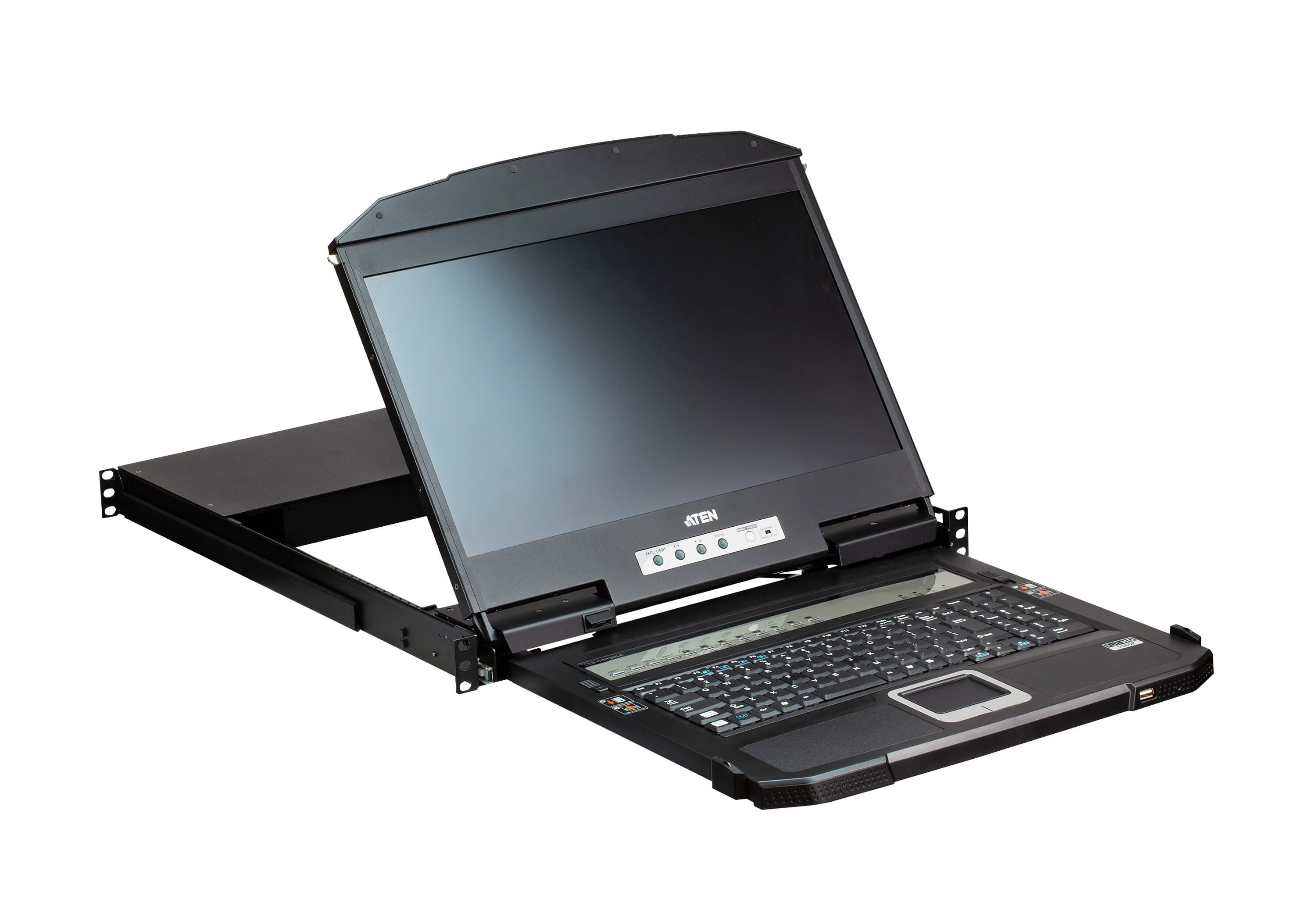 Aten 18.5" Short Depth 4-Port HDMI LCD KVM, Dual Rail and widescreen support, Superior video quality, Video DynaSync™, EDID Expert™ , Auto Scan mode - Image 3