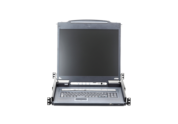 Aten Rackmount KVM Switch Over IP Single Rail 8 Port VGA PS/2-USB w/ 19" LCD Display, 2x Custom KVM Cables, 1280x1024@75hz Display, LED Illumination - Image 3