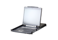 Aten Rackmount KVM Switch Over IP Single Rail 16 Port VGA PS/2-USB w/ 19" LCD Display, 2x Custom KVM Cables, 1280x1024@75hz Display, LED Illumination - Image 1