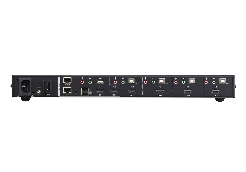 Aten Desktop KVMP Switch 4 Port Multi-View 4k HDMI w/ audio, 4x USB HDMI Cables Included, 2x USB Port, Selection Via Front Panel - Image 2
