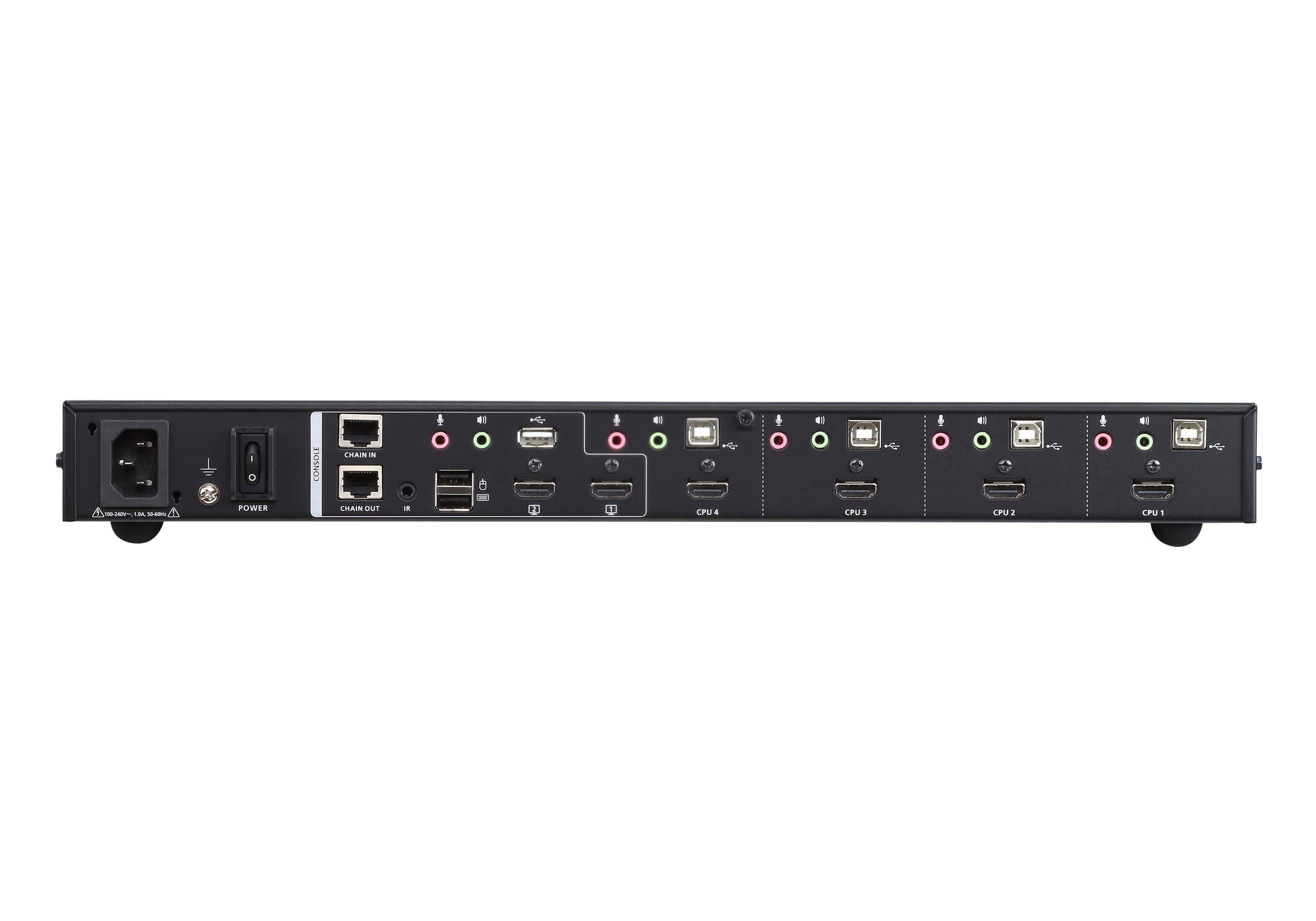 Aten Desktop KVMP Switch 4 Port Multi-View 4k HDMI w/ audio, 4x USB HDMI Cables Included, 2x USB Port, Selection Via Front Panel - Image 2