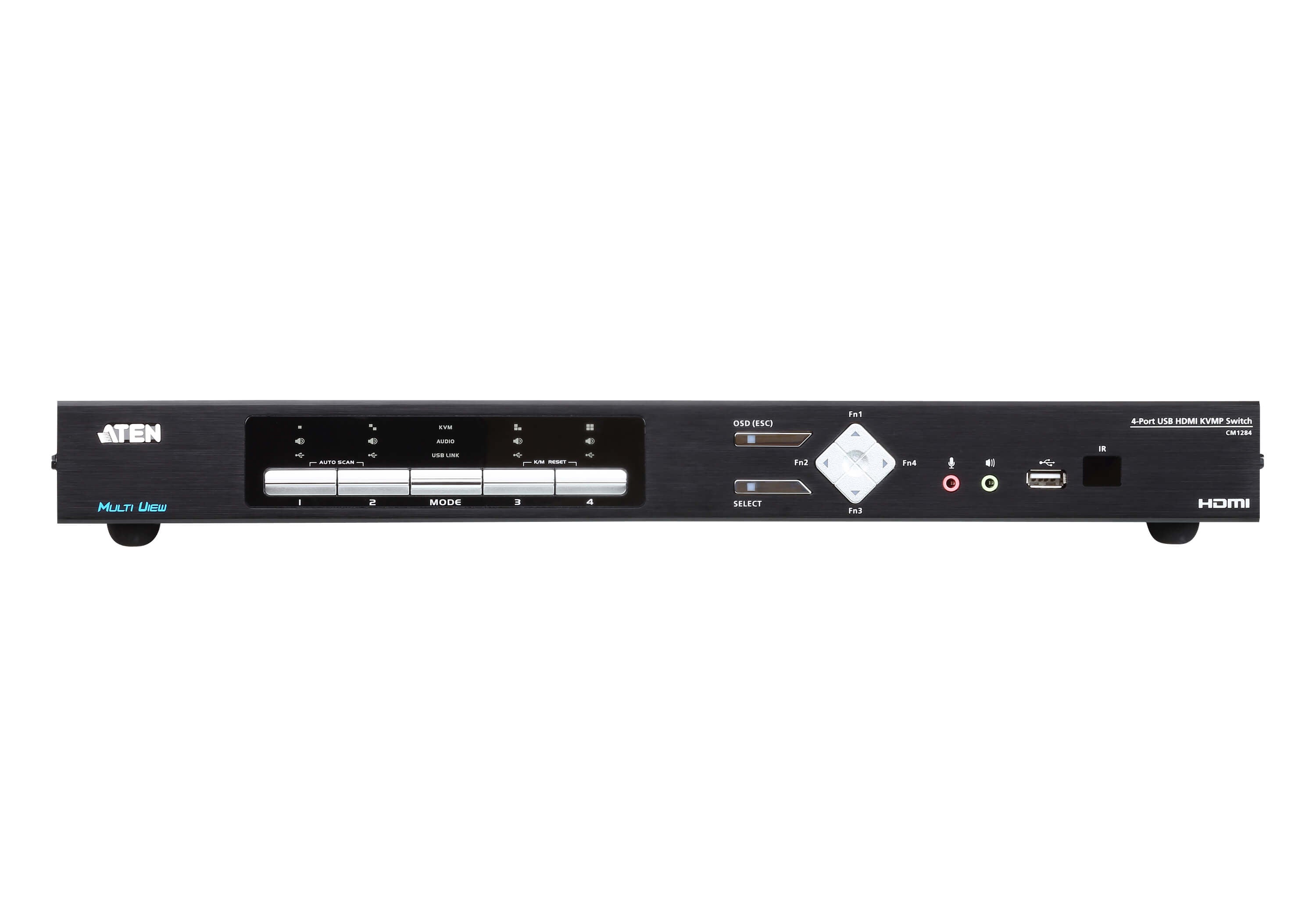 Aten Desktop KVMP Switch 4 Port Multi-View 4k HDMI w/ audio, 4x USB HDMI Cables Included, 2x USB Port, Selection Via Front Panel - Image 3