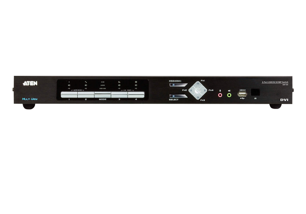Aten 4-Port DVI Multi-View KVMP Switch, Quad View with Picture in Picture, support up to 1920 x 1200 @ 60 Hz, 4 DVI USB KVM Cables Included - Image 3