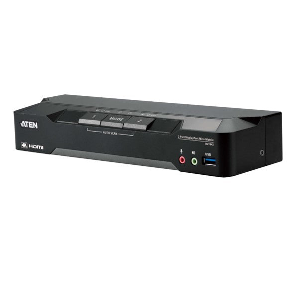 Aten CM1942-AT-U 2-Port 4K DisplayPort Dual Display Mini-Matrix Boundless KVM Switch, Resolutions up to 4K DCI (4096 x 2160 @ 60 Hz) - Image 1