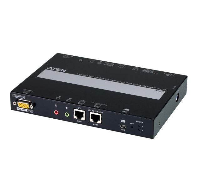 Aten CN9000 1-Local/Remote Share Access Single Port VGA KVM over IP Switch, High video resolution, FPGA graphics processor, 5-pin Relay/DI Terminal - Image 1