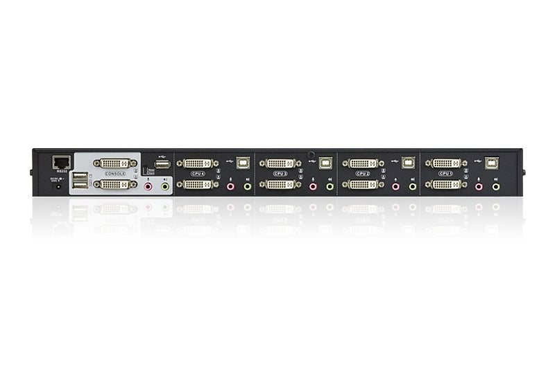Aten Desktop KVMP Switch 4 Port Dual Display DVI Dual Link w/ audio, 2x Custom KVM Cables Included, 2x USB Port, Selection Via Front Panel - Image 2