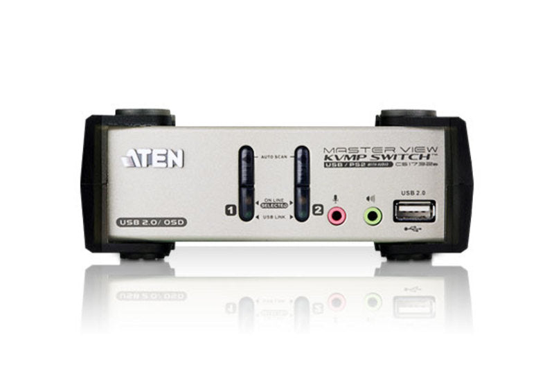 Aten Desktop KVMP Switch 2 Port Single Display VGA w/ audio & OSD, 2x Custom KVM Cables Included, 2x USB Port, Selection Via Front Panel - Image 3