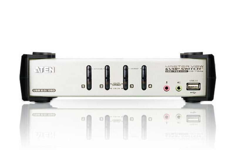 Aten Desktop KVMP Switch 4 Port Single Display VGA w/ audio & OSD, 4x Custom KVM Cables Included, 2x USB Port, Selection Via Front Panel - Image 3