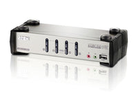 Aten Desktop KVMP Switch 4 Port Single Display VGA w/ audio & OSD, 4x Custom KVM Cables Included, 2x USB Port, Selection Via Front Panel - Image 1
