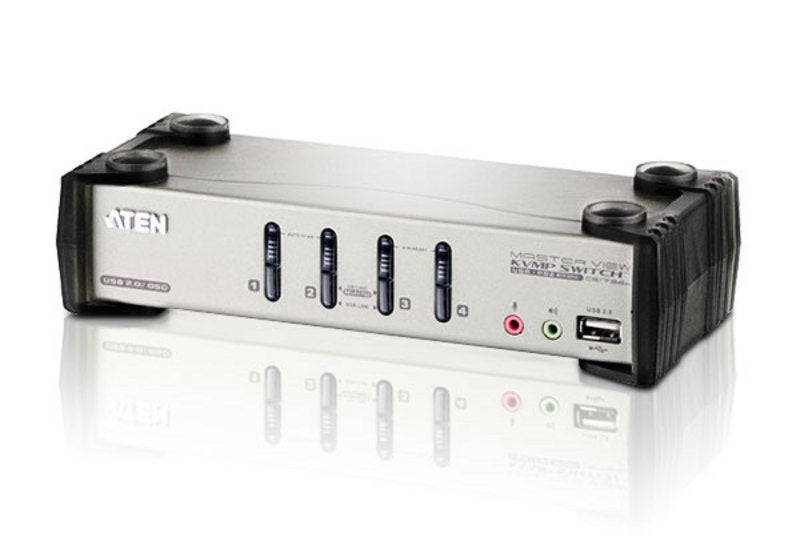 Aten Desktop KVMP Switch 4 Port Single Display VGA w/ audio & OSD, 4x Custom KVM Cables Included, 2x USB Port, Selection Via Front Panel - Image 1