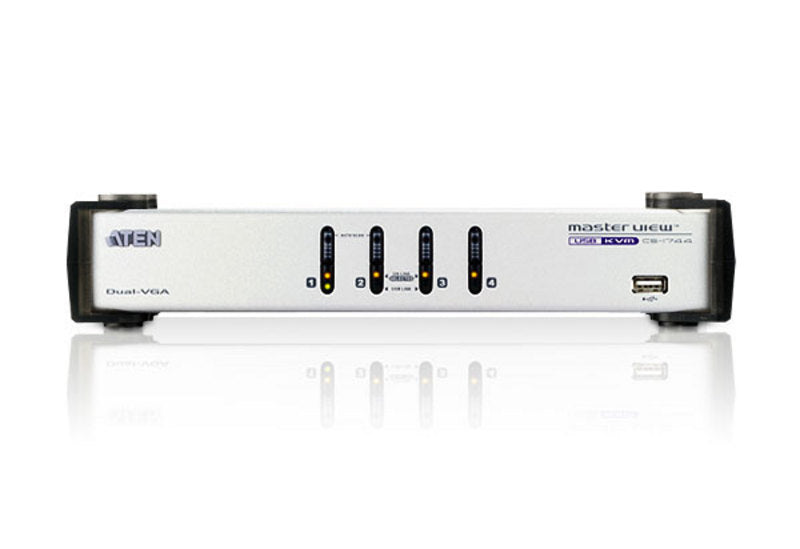 Aten Desktop KVMP Switch 4 Port Dual Display VGA w/ audio, 4x Custom KVM Cables Included, 2x USB Port, Selection Via Front Panel - Image 3