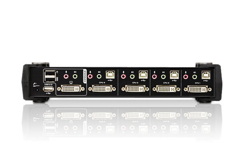 Aten Desktop KVMP Switch 4 Port Single Display DVI w/ audio, 4x Custom KVM Cables Included, 2x USB Port, Selection Via Front Panel - Image 2