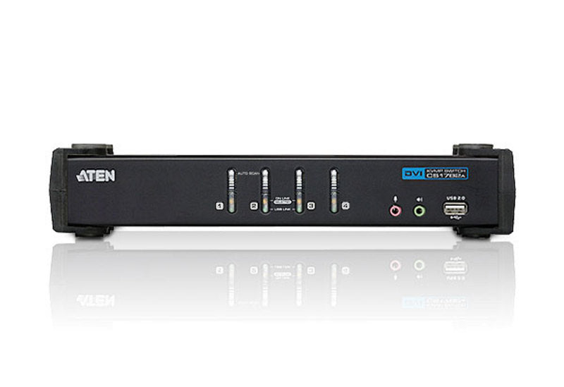 Aten Desktop KVMP Switch 4 Port Single Display DVI w/ audio, 4x Custom KVM Cables Included, 2x USB Port, Selection Via Front Panel - Image 3