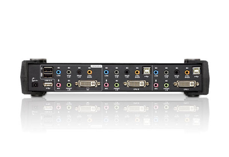 Aten Desktop KVMP Switch 2 Port Single Display DVI w/ 7.1 audio, 2x Custom KVM Cables Included, 2x USB Port, Selection Via Front Panel - Image 2