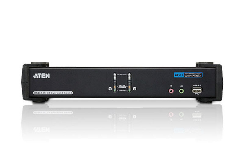 Aten Desktop KVMP Switch 2 Port Single Display DVI w/ 7.1 audio, 2x Custom KVM Cables Included, 2x USB Port, Selection Via Front Panel - Image 3