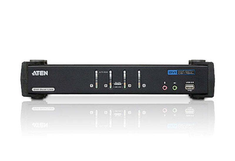 Aten Desktop KVMP Switch 4 Port Single Display DVI w/ 7.1 audio, 4x Custom KVM Cables Included, 2x USB Port, Selection Via Front Panel - Image 3