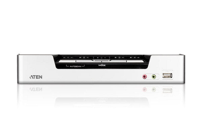 Aten Desktop KVMP Switch 4 Port Single Display HDMI w/ Dolby HD audio, 4x Custom KVM Cables Included, 2x USB Port, Selection Via Front Panel - Image 3