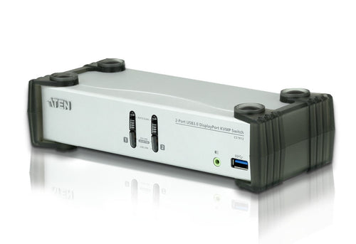 Aten Desktop KVMP Switch 2 Port Single Display DisplayPort w/ audio, Cables Included, 2x USB Port, Selection Via Front Panel - Image 1